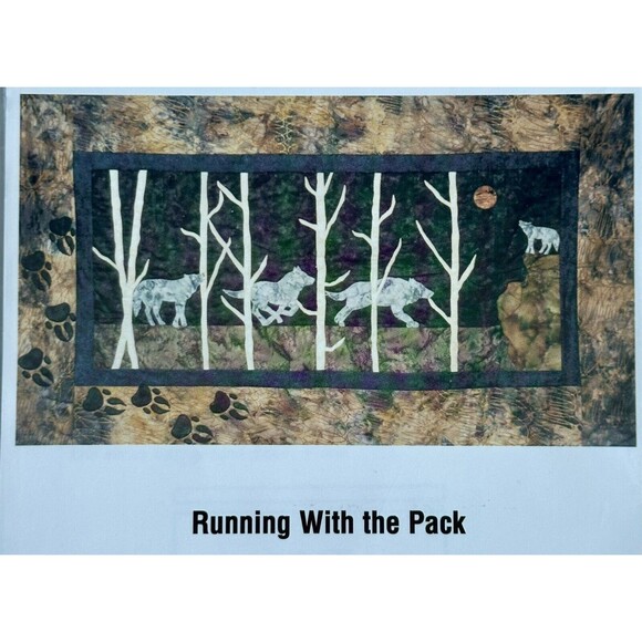 Vintage 1998 Granola Girl 710 Running With The Pack Wolf Quilt Pattern 30"x52” - Picture 2 of 3